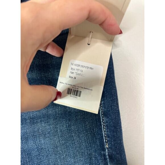 NWT Mother The Insider Crop Step Fray Bootcut Denim Jeans in Teaming Up Wash - Picture 7 of 10